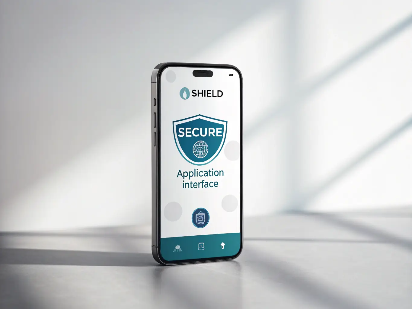 A mobile phone displaying the Win2023 Bet app with a focus on security features, such as encryption and secure payment options. The background includes a subtle graphic of a digital shield.